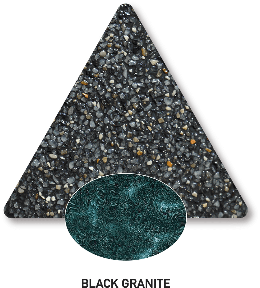 Black Granite sample with a computer-generated water-colour illustration
