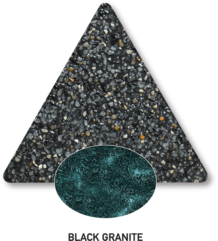 Black Granite — PebbleCrete Classic sample photograph with computer-generated water-colour illustration
