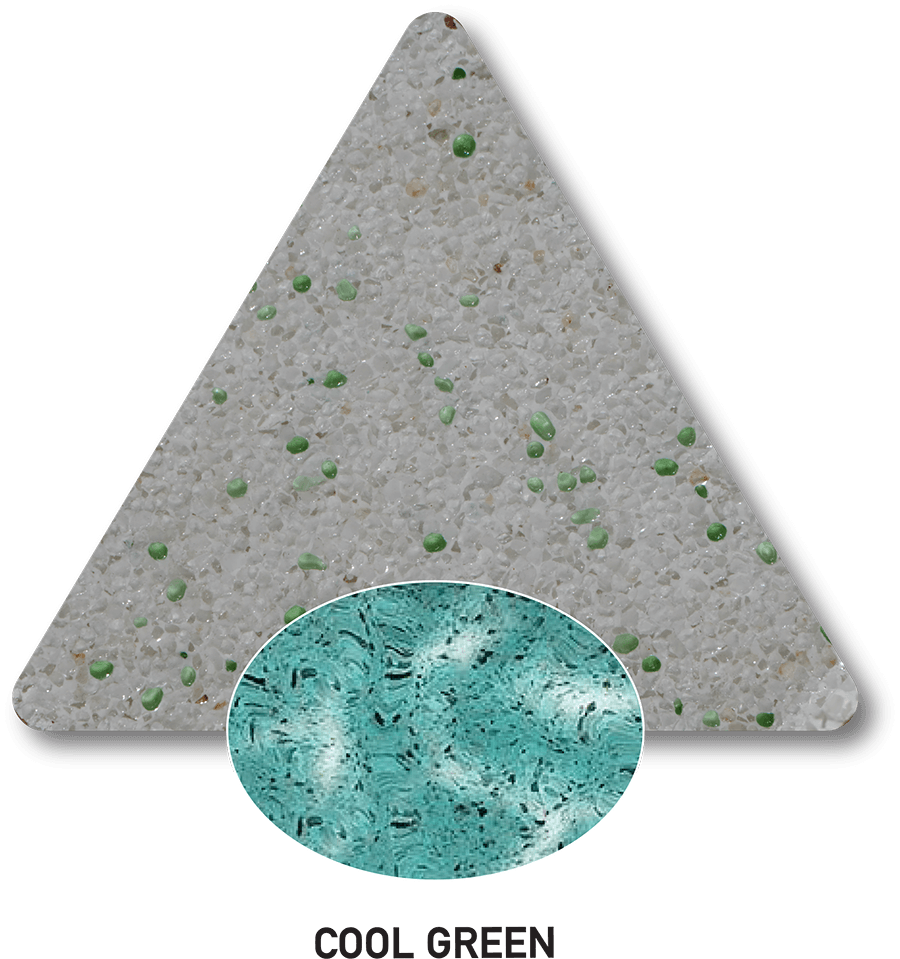 Cool Green sample with a computer-generated water-colour illustration