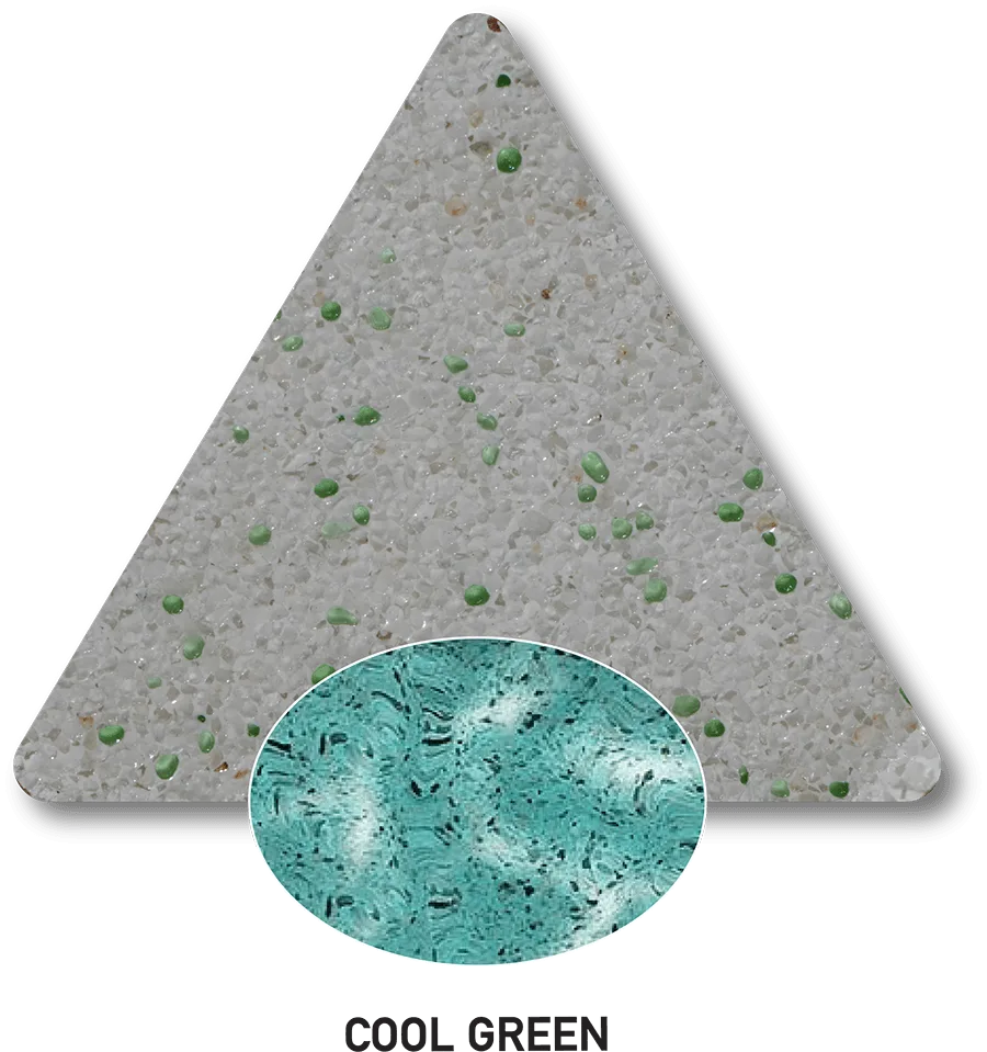 Cool Green — PebbleCrete Classic sample photograph with computer-generated water-colour illustration