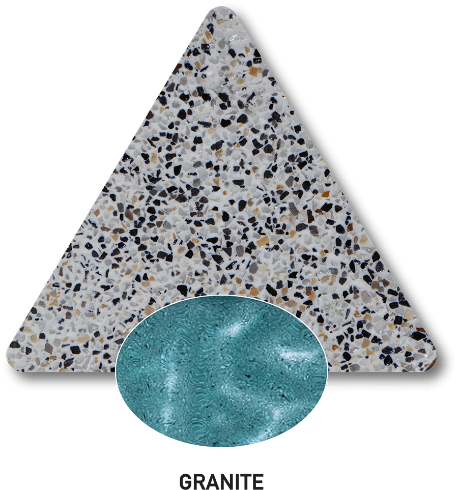 Granite sample with a computer-generated water-colour illustration