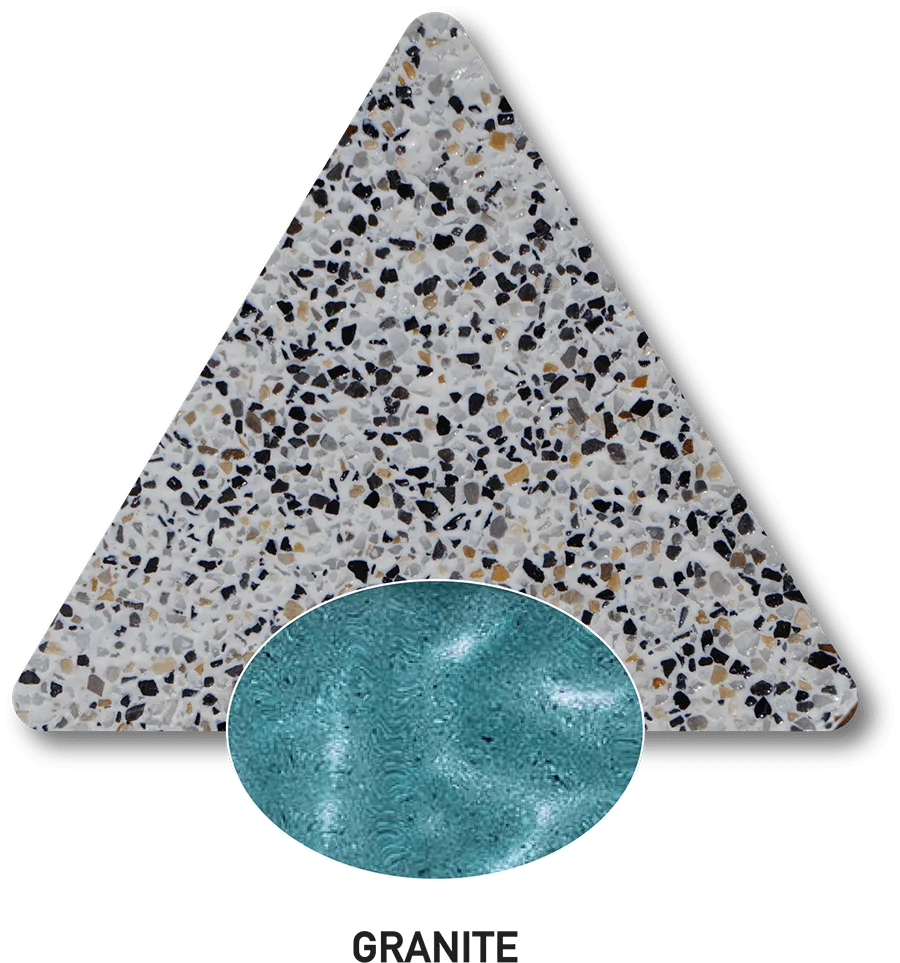 Granite — PebbleCrete Classic sample photograph with computer-generated water-colour illustration