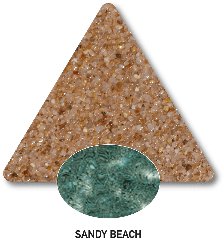 Sandy Beach sample with a computer-generated water-colour illustration