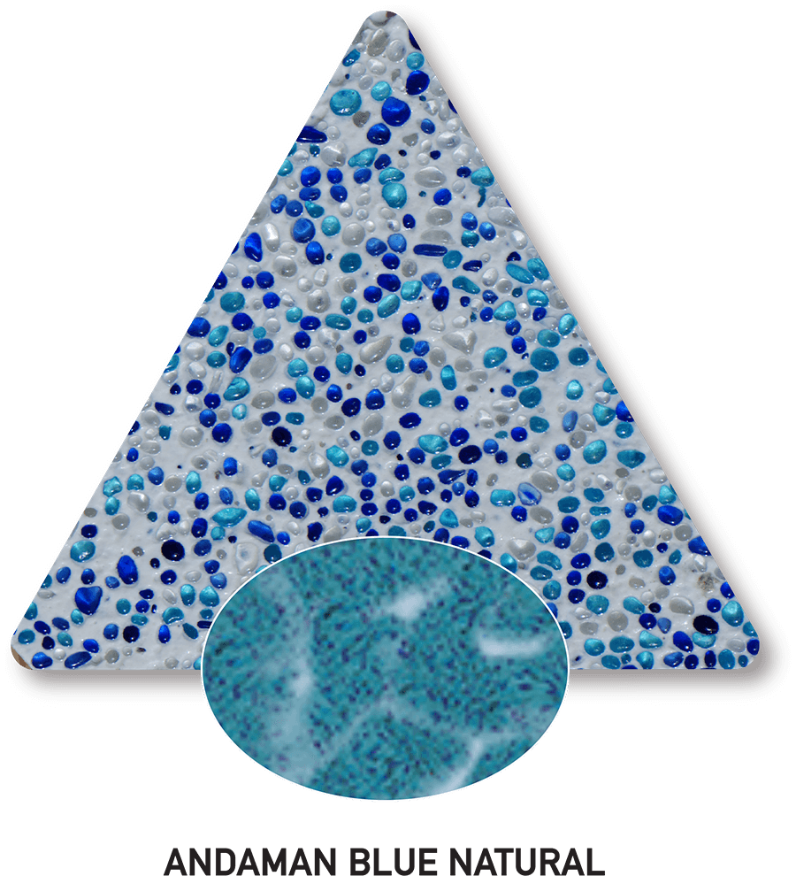 Andaman Blue Natural sample with a computer-generated water-colour illustration