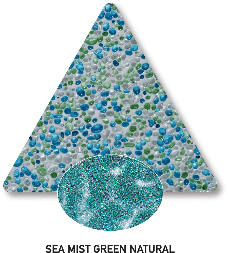 Sea Mist Green Natural PebbleGlass sample photograph and computer-generated water-colour illustration