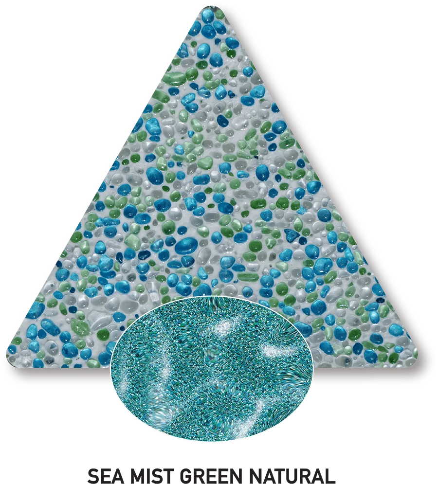 Sea Mist Green Natural PebbleGlass sample photograph and computer-generated water-colour illustration