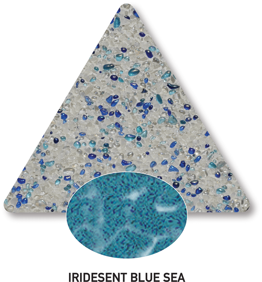 Iridescent Blue Sea sample with a computer-generated water-colour illustration