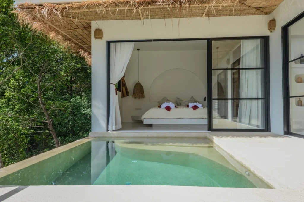 Polar White pool beside the villa on Koh Tao.