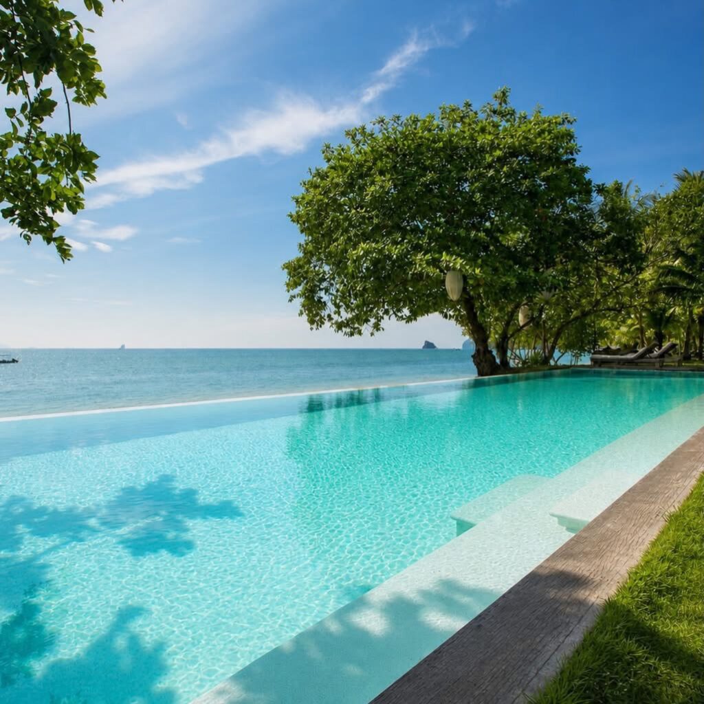 Pearl White PebbleCrete in the pool at Koyao Island Resort