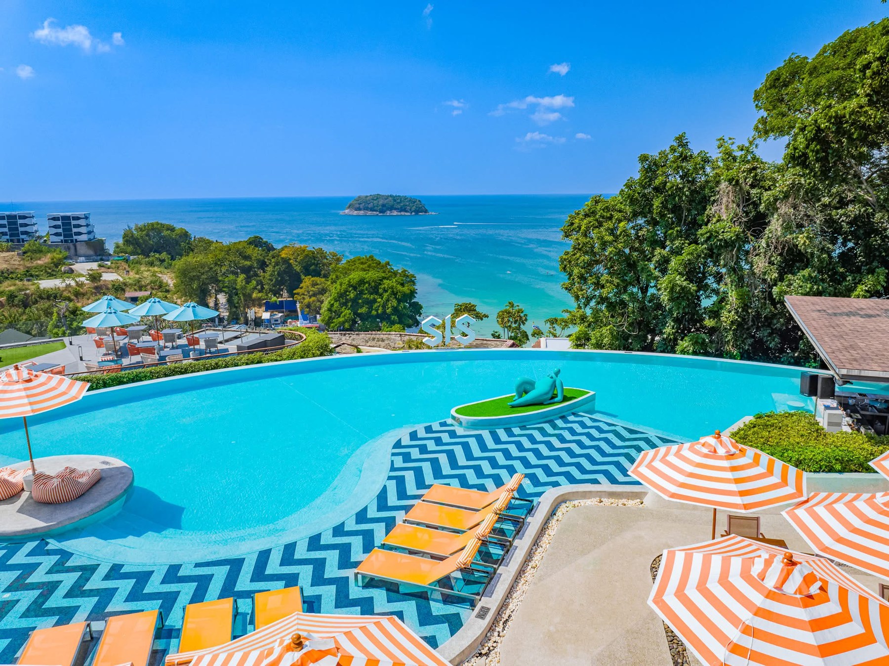 The SIS Kata resort pool and sea view in Phuket, Thailand