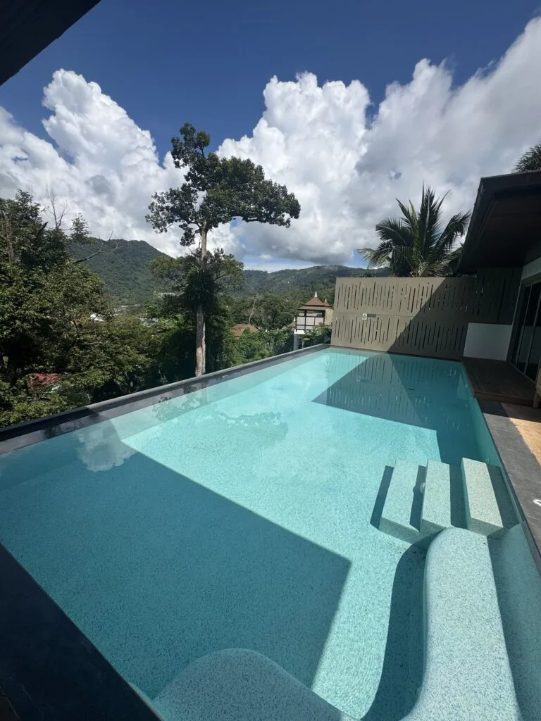 Pool and curved underwater seating at Villa Tantawan, Phuket
